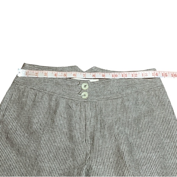 MARGARET M Linen Blend Pin Stripe Wide Leg Cuffed Trousers MADE IN CANADA Sz 4 - Picture 6 of 10